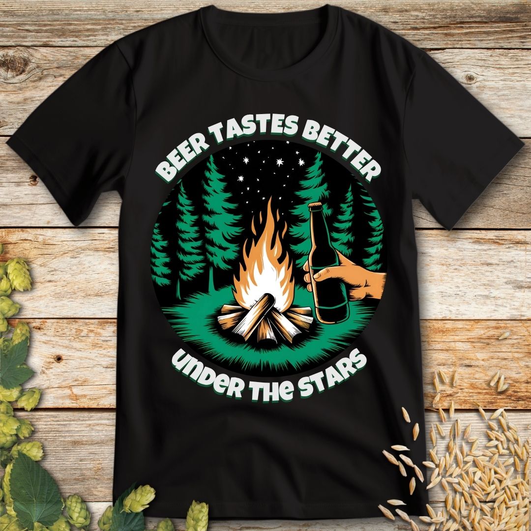 Beer Tastes Better Under the Stars T-Shirt in Black - Funny beer shirt for craft beer lovers