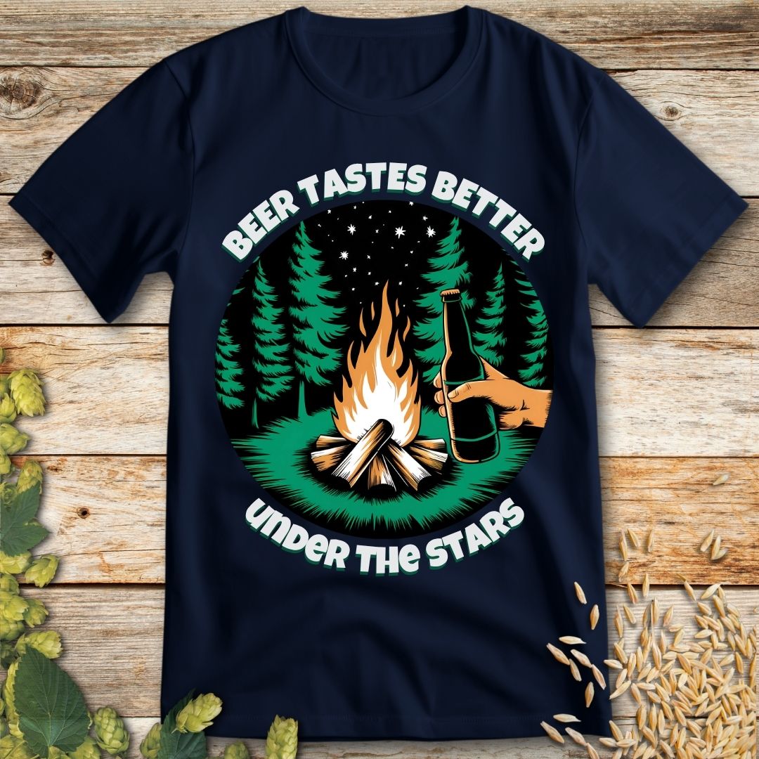 Beer Tastes Better Under the Stars T-Shirt in Navy - Funny beer shirt for craft beer lovers