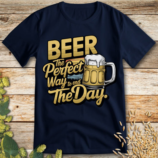 Beer The Perfect Way to End the Day T-Shirt in Navy - Funny beer shirt for craft beer lovers