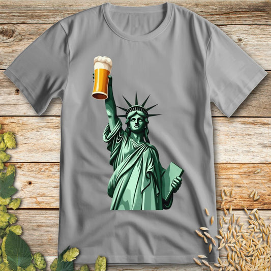 Cheers to Liberty Beer T-Shirt in Ice Grey - Funny beer shirt for craft beer lovers