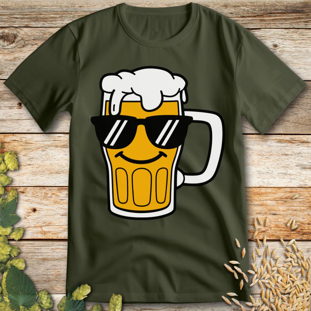 Cool Beer Mug T-Shirt in Military Green - Funny beer shirt for craft beer lovers