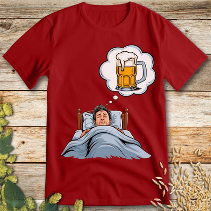 Dreaming of Beer T-Shirt in Red - Funny beer shirt for craft beer lovers