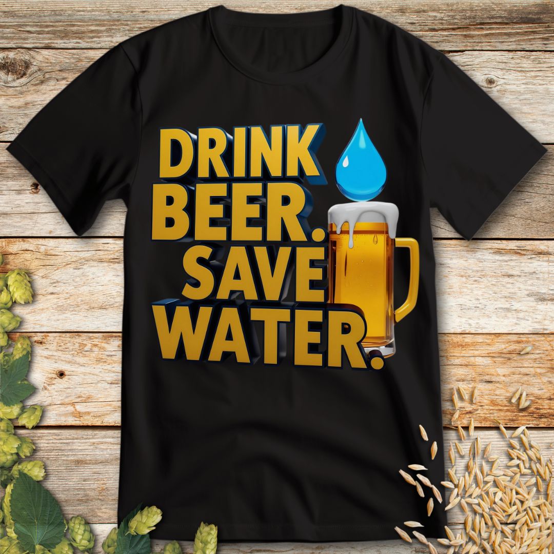 Drink Beer Save Water T-Shirt in Black - Funny beer shirt for craft beer lovers