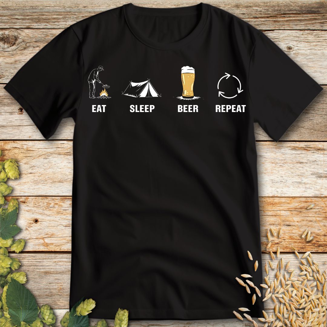 Eat Sleep Beer Repeat T-Shirt in Black - Funny beer shirt for craft beer lovers