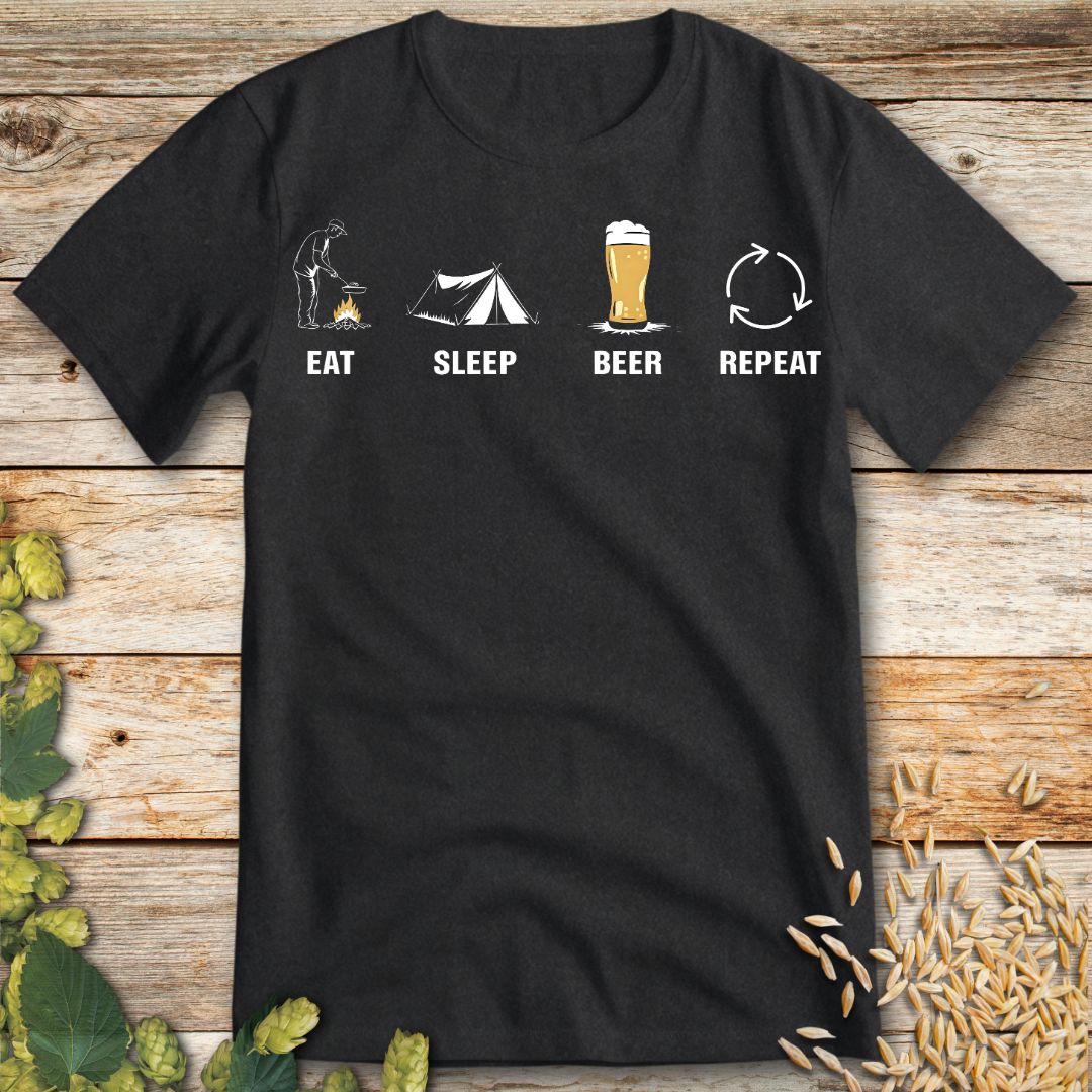 Eat Sleep Beer Repeat T-Shirt in Dark Heather - Funny beer shirt for craft beer lovers
