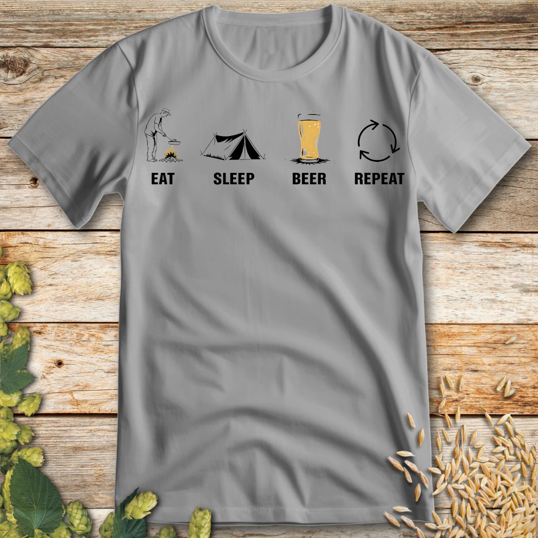 Eat Sleep Beer Repeat T-Shirt in Ice Grey - Funny beer shirt for craft beer lovers
