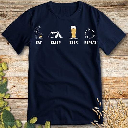 Eat Sleep Beer Repeat T-Shirt in Navy - Funny beer shirt for craft beer lovers