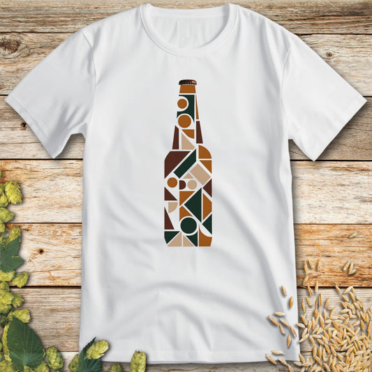 Geometric Beer Bottle T-Shirt in White - Funny beer shirt for craft beer lovers