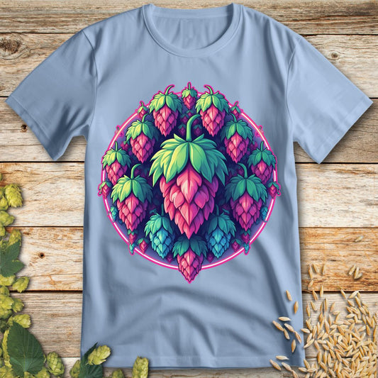 Hop Cluster Glow T-Shirt in Light Blue - Funny beer shirt for craft beer lovers