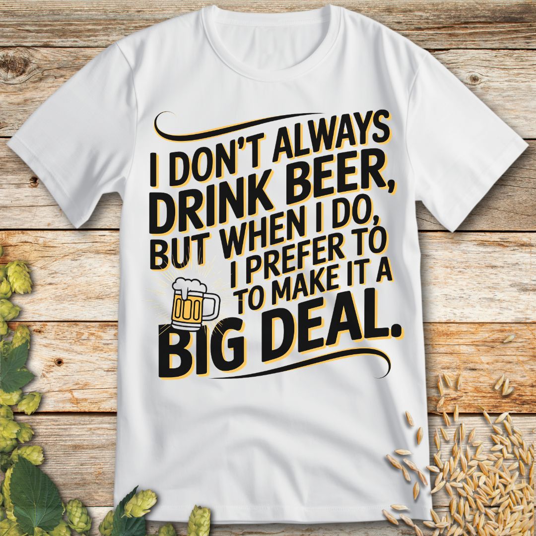 I Don't Always Drink Beer Big Deal T-Shirt in White - Funny beer shirt for craft beer lovers