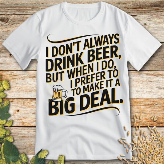 I Don't Always Drink Beer Big Deal T-Shirt in White - Funny beer shirt for craft beer lovers