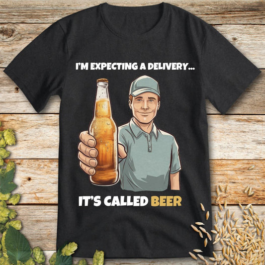 I'm Expecting a Delivery It's Called Beer T-Shirt in Dark Heather - Funny beer shirt for craft beer lovers
