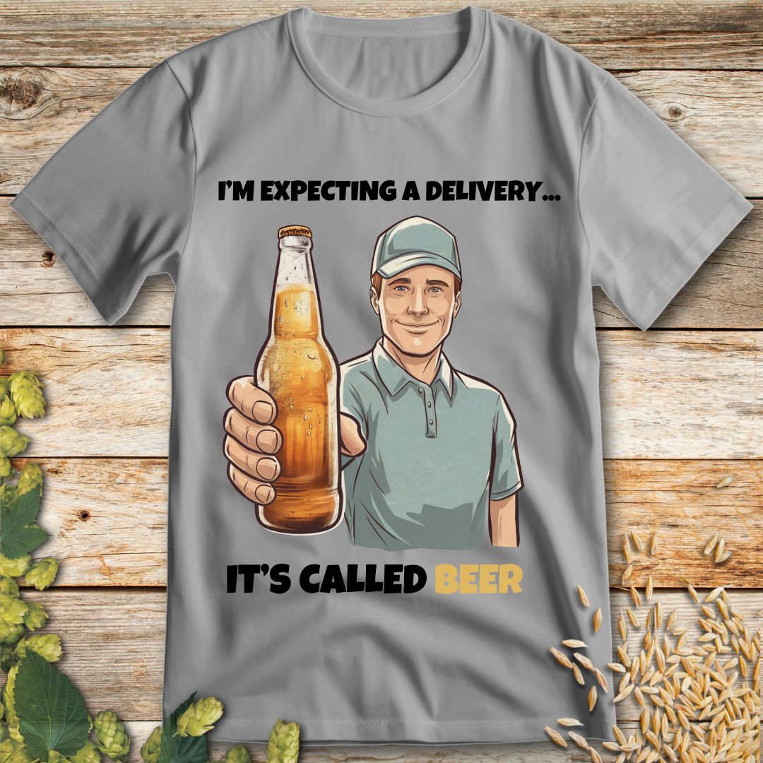 I'm Expecting a Delivery It's Called Beer T-Shirt in Ice Grey - Funny beer shirt for craft beer lovers