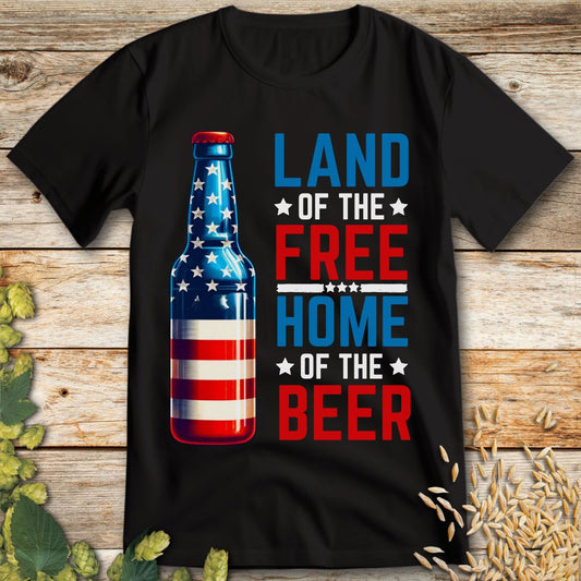 Land of the Free Home of the Beer T-Shirt in Black - Funny beer shirt for craft beer lovers