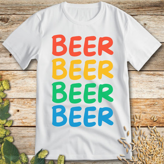 Multicolor Beer T-Shirt in White - Funny beer shirt for craft beer lovers
