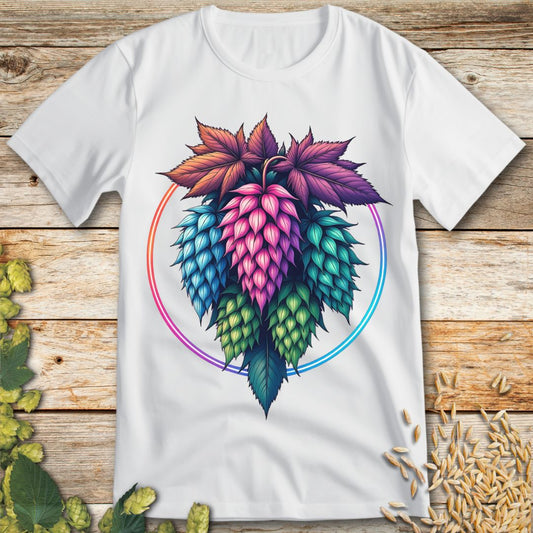 Neon Hops Art T-Shirt in White - Funny beer shirt for craft beer lovers