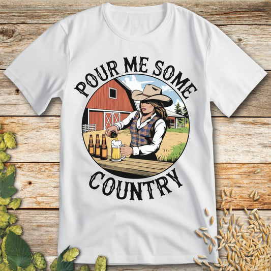 Pour Me Some Country T-Shirt in White - Funny beer shirt for craft beer lovers