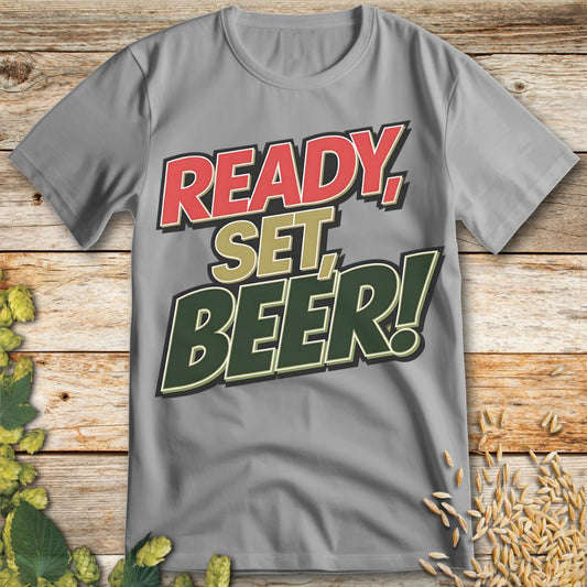 Ready Set Beer T-Shirt in Ice Grey - Funny beer shirt for craft beer lovers