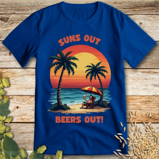 Suns Out Beers Out T-Shirt in Royal Blue - Funny beer shirt for craft beer lovers