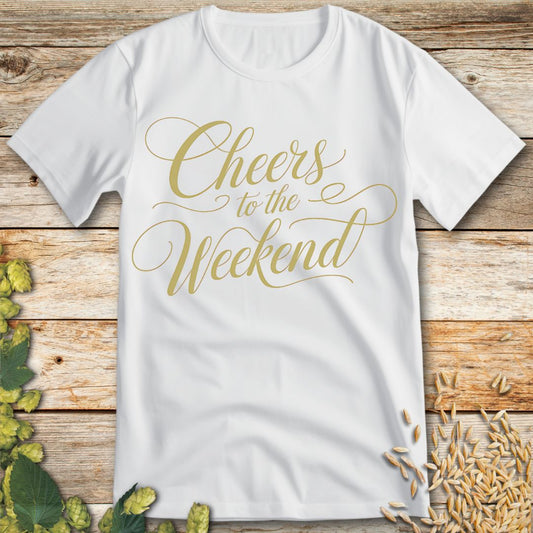Weekend Cheers T-Shirt in White - Funny beer shirt for craft beer lovers