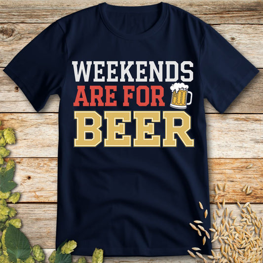Weekends Are for Beer T-Shirt in Navy - Funny beer shirt for craft beer lovers