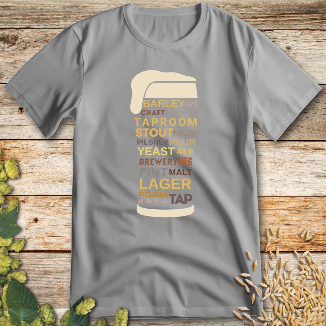 Words on Tap T-Shirt in Ice Grey - Funny beer shirt for craft beer lovers